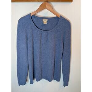 L.L.Bean 100% Cashmere Crewneck Sweater Blue Medium Soft Luxury Madagascar